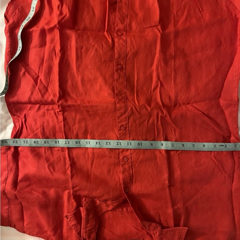 Lauren Ralph Lauren women’s short sleeve linen shirt. Size L. Red - Picture 9 of 9